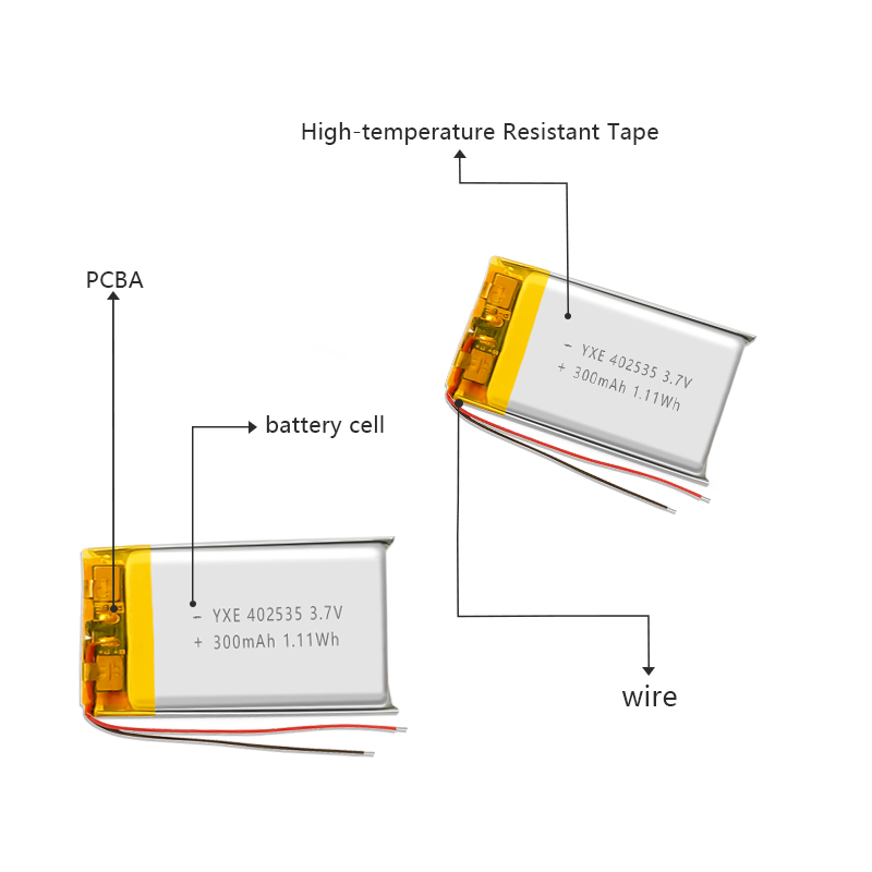 3.7 V Li-ion Battery 402535-300mah